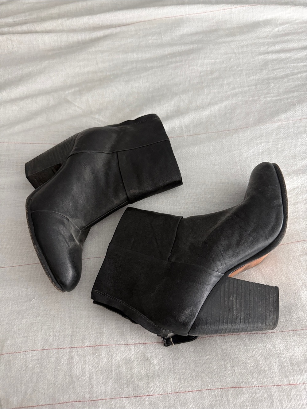 rag & bone newbury Black Leather Block Heel Ankle Boots